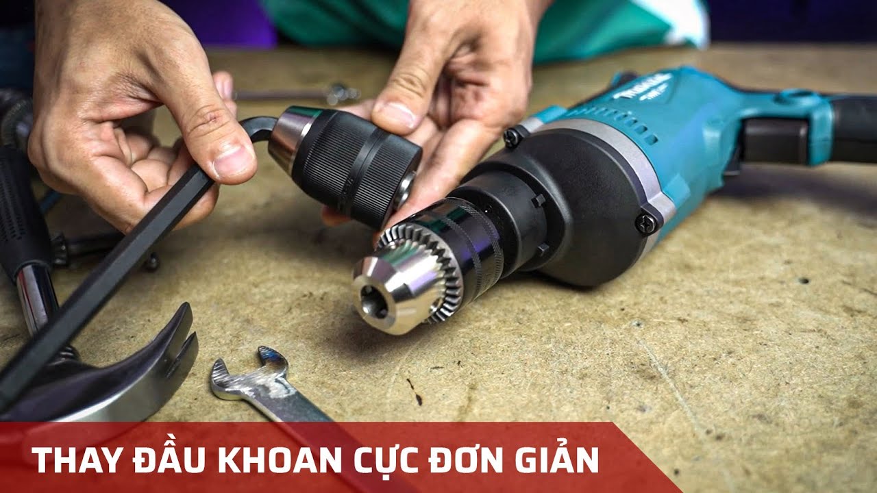 Cách Thay Đầu Kẹp Mũi Khoan Cực Đơn Giản (Makita HP1630, M8101B, GSB 13RE, GSB 16RE, GSB 550, ...)
