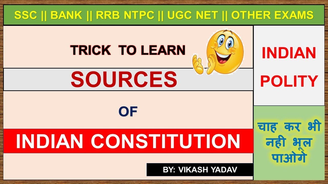 Trick for sources of Indian constitution || RRB NTPC || SSC