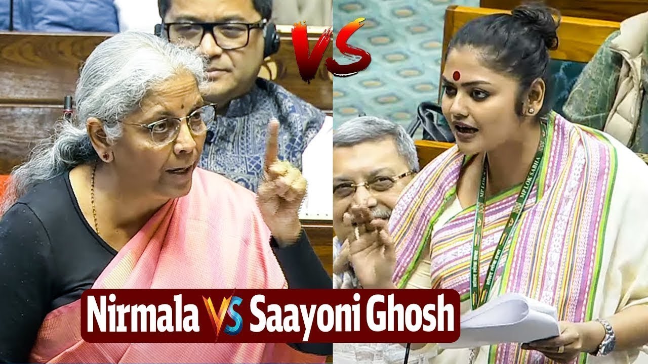 Словесная война между Нирмалой Ситхараманом и Саяни Гошем в парламенте | Рахул Ганди против Моди ...