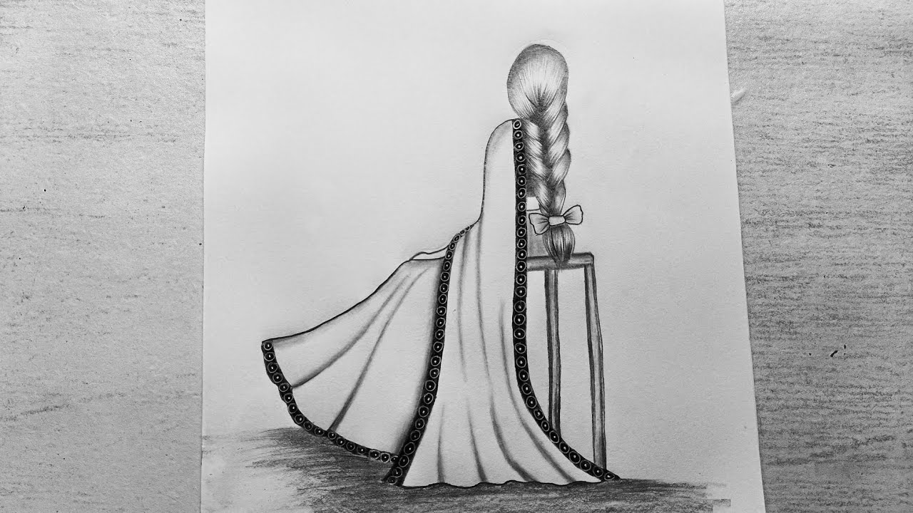 Girl wearing Saree / easy SittingGirl Drawing / Pencil sketch for beginners