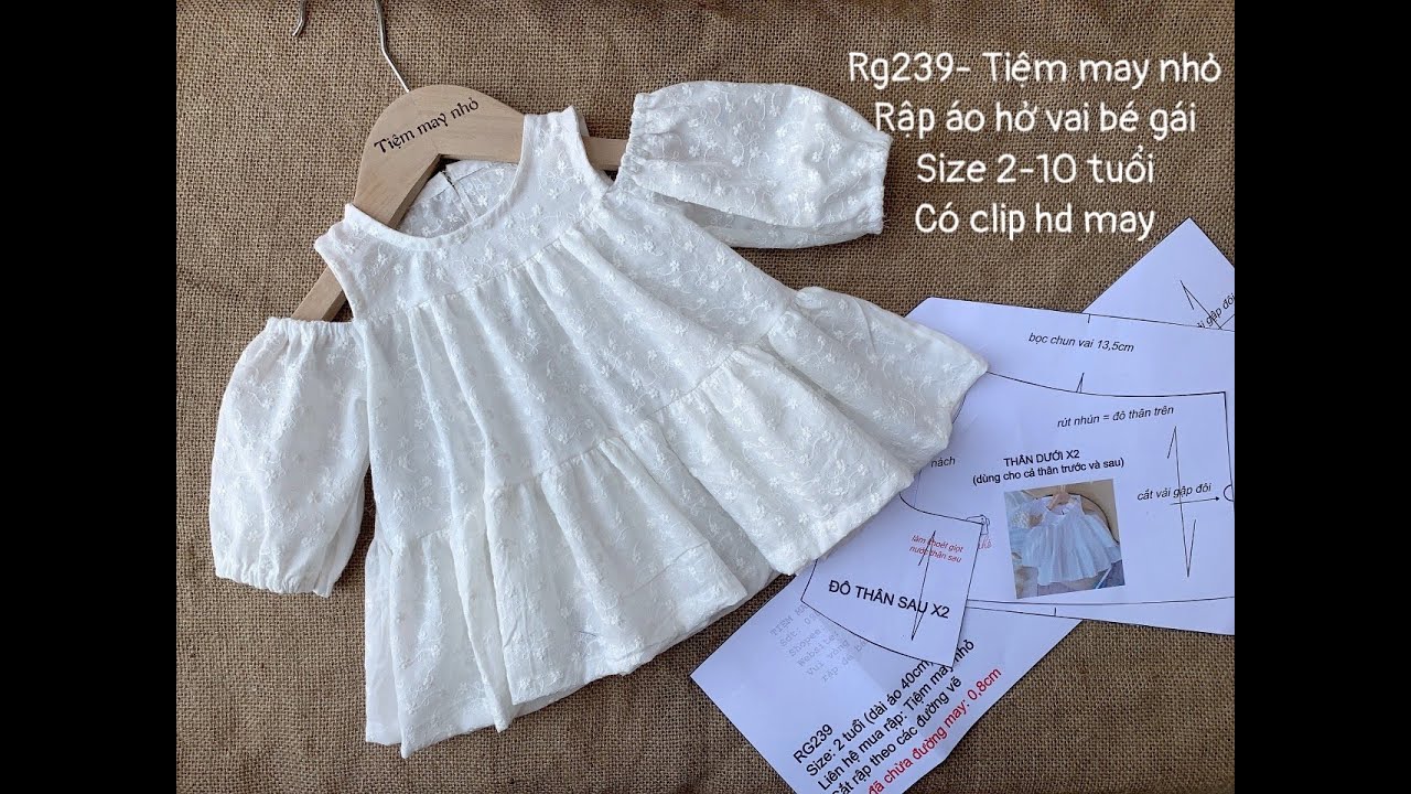 RG239- Hướng dẫn may rập áo hở vai bé gái