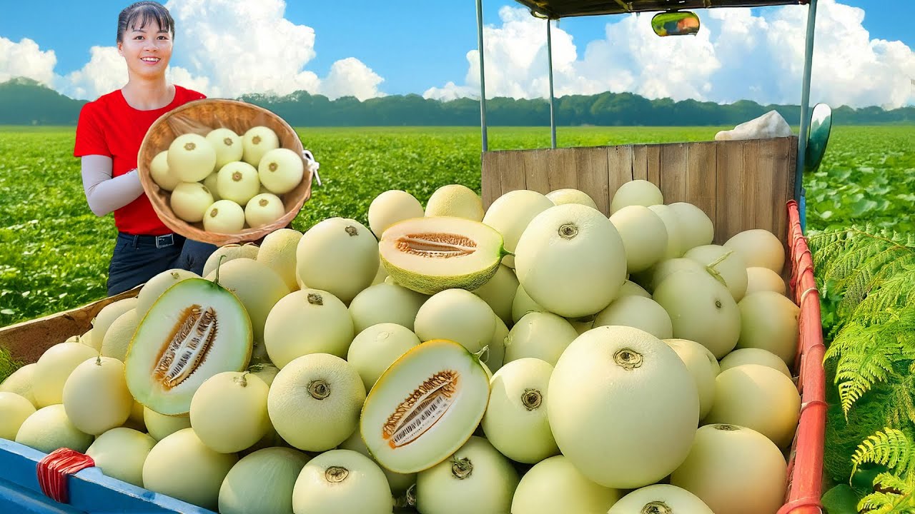 Use 3-wheeled Truck to Harvest and Transport 100+ kg Honeydew Melons Goes to Village Market Sell