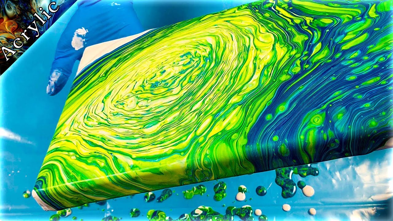 Acrylic Pouring using Swirl Technique -Abstract Painting Water Lily