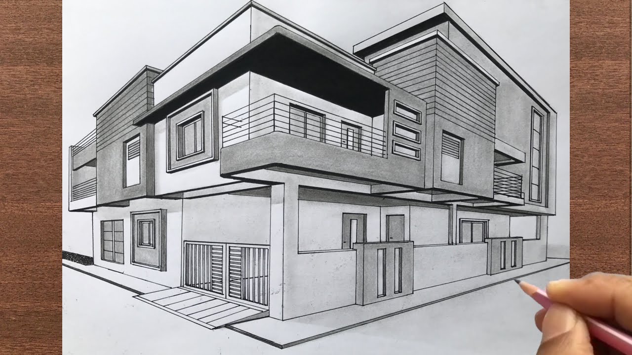 How to Draw a House in 2 Point Perspective