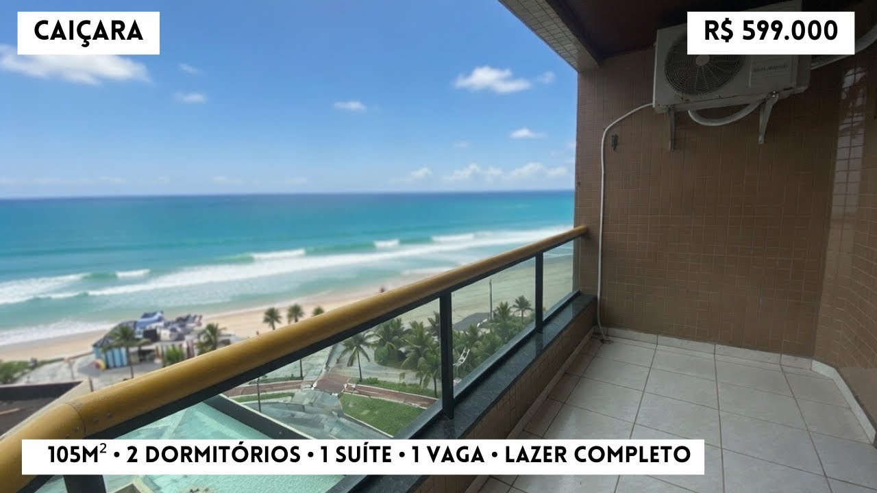 (254) APARTAMENTO FRENTE MAR MOBILIADO por R$ 599 MIL! 105m² + Vista Incrível | Caiçara Praia Grande