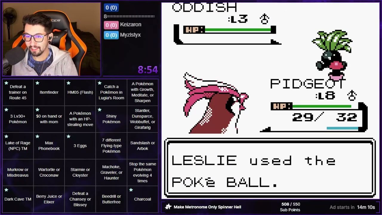 Pokemon Crystal Randomizer Blackout Bingo - Nov. 21, 2025 (Game 1)