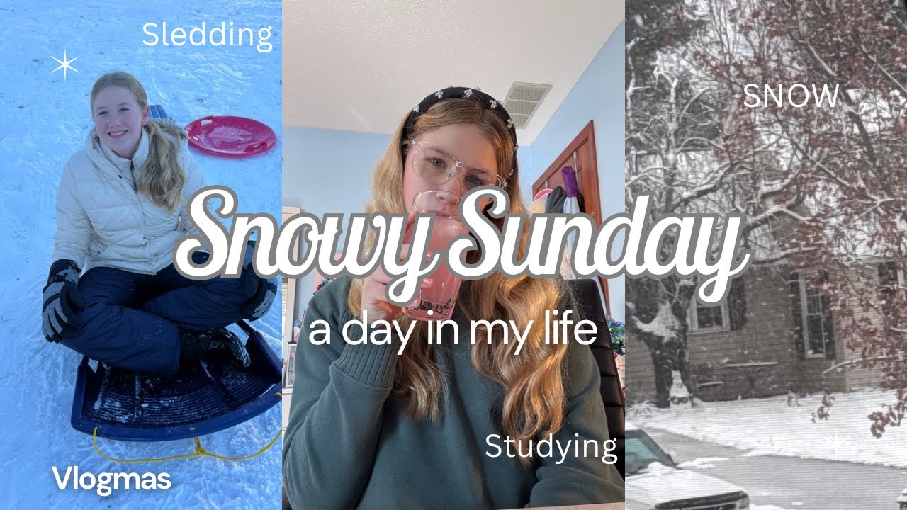 Snowy Sunday Vlog! [studying for finals, sledding, resetting for the week]