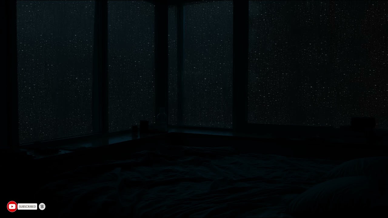 Dim Interior Space With Continuous Rain Tapping Outside The Window