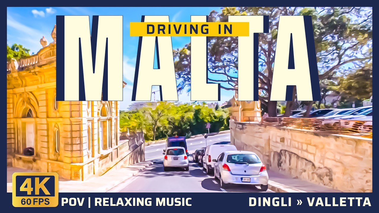 Malta Drive 4K | Dingli → Valletta | Relaxing Music, 3-Camera POV (60fps)