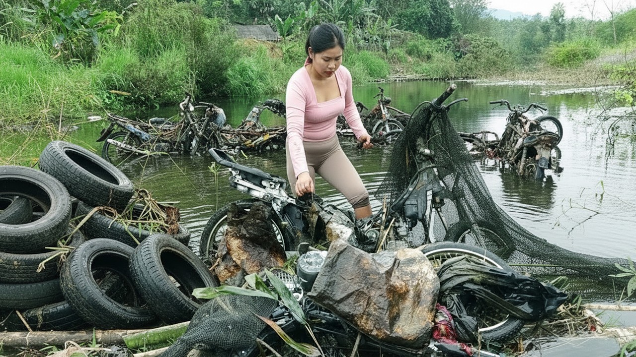 Determined Girl Restores Flood Damaged Motorcycle Engines& Transforms Them into a New Motorcycle