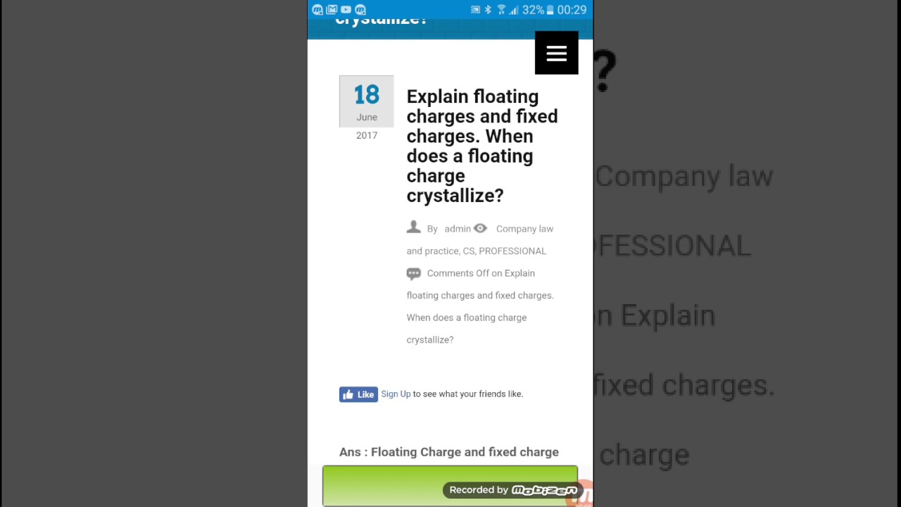 Explain floating charges and fixed charges.  When floating charges becomes crystallized?