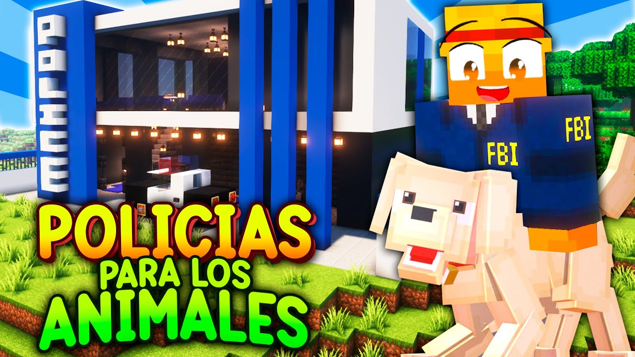 Hice una MEGA ESTACIÓN de POLICÍAS para ANIMALES en MINECRAFT 🚔🐶