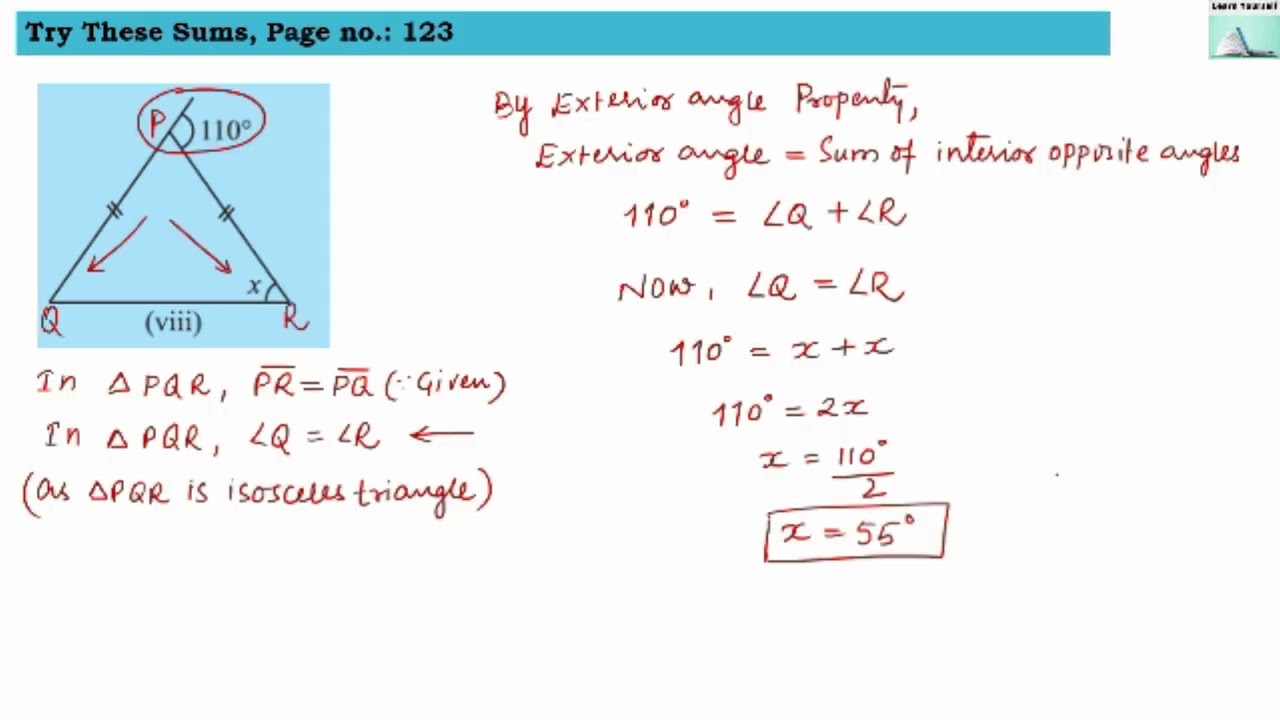 Page no.123 Try These Sums chapter-6 class 7 ||CBSE Std-7 Math Ch-5 Triangle and its Properties