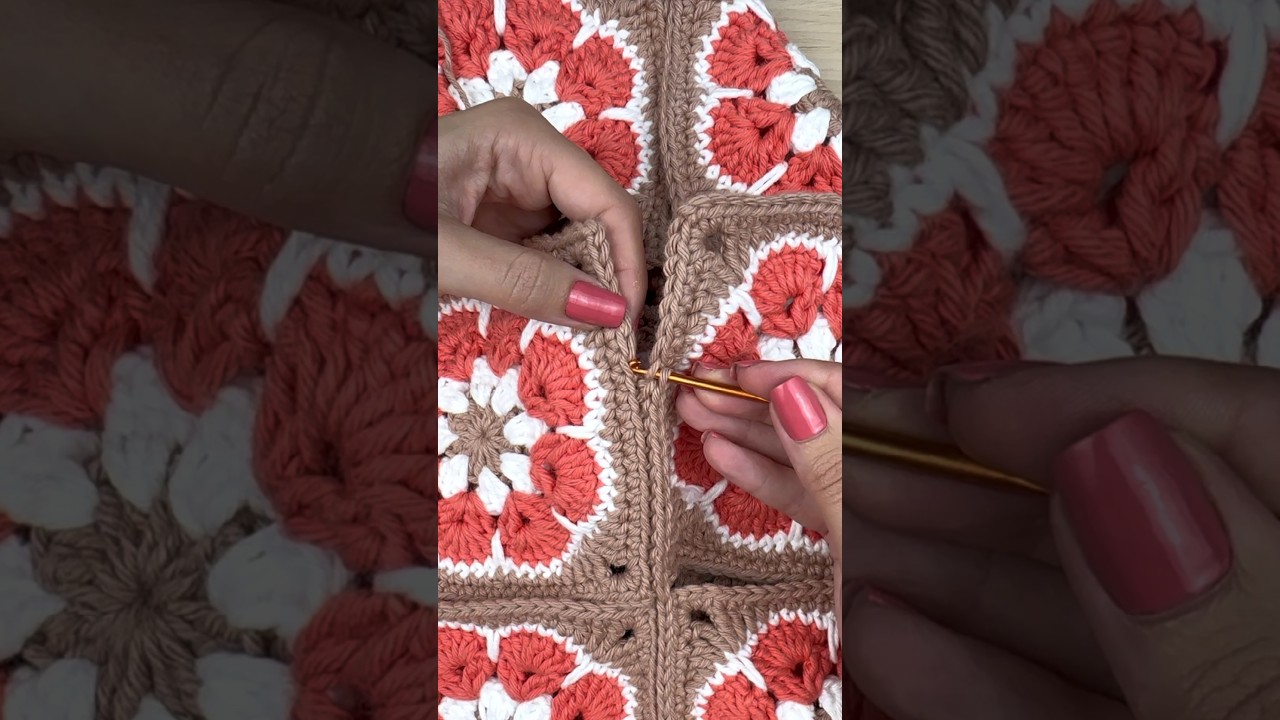 Como fazer emenda de squares de croche de forma facil/ Uni&atilde;o de quadradinhos de croche/ Easy crochet