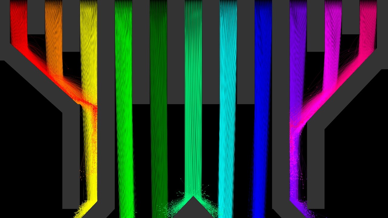 The Rainbow 12 Legs Eliminations Marble Race in Algodoo