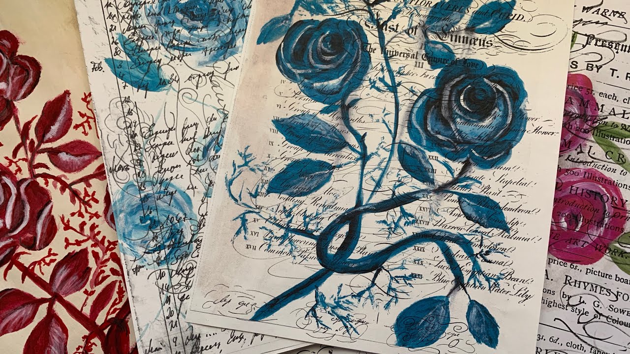 DIY Papiere, Vintage Rosen und Schnörkel selbst malen