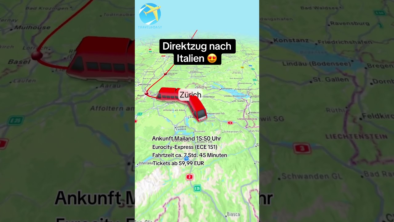 🚃 Dieser Direktzug bringt dich von Frankfurt bis nach Mailand in Italien 🧡 #bahn #st&auml;dtetrip