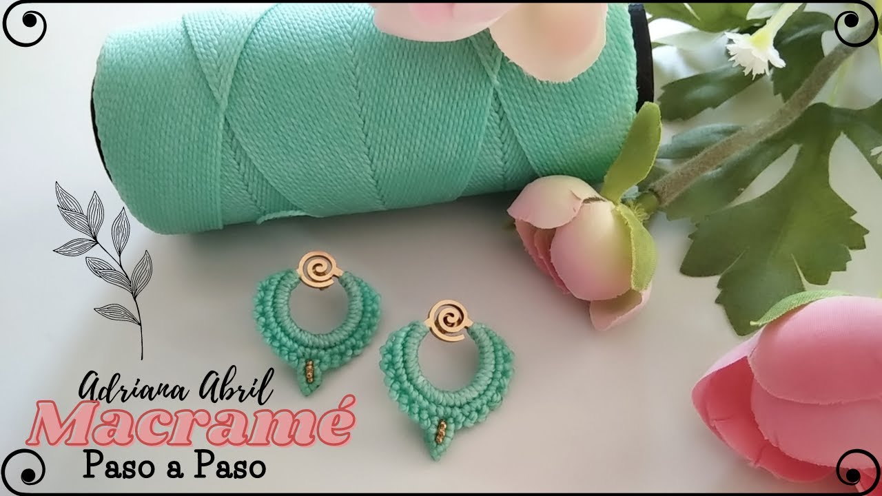 MACRAME; PENDIENTES con acero  #3💚