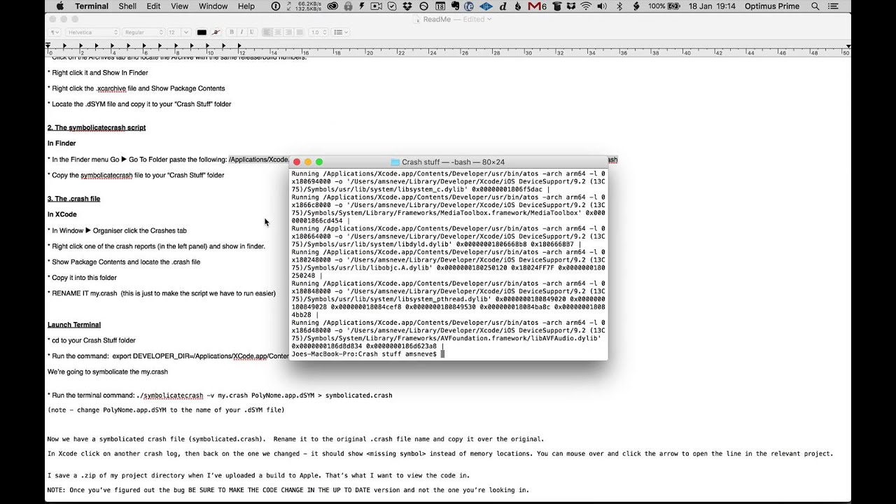 Manually Symbolicating Partially Symbolicated Crash Report In Xcode 7.2
