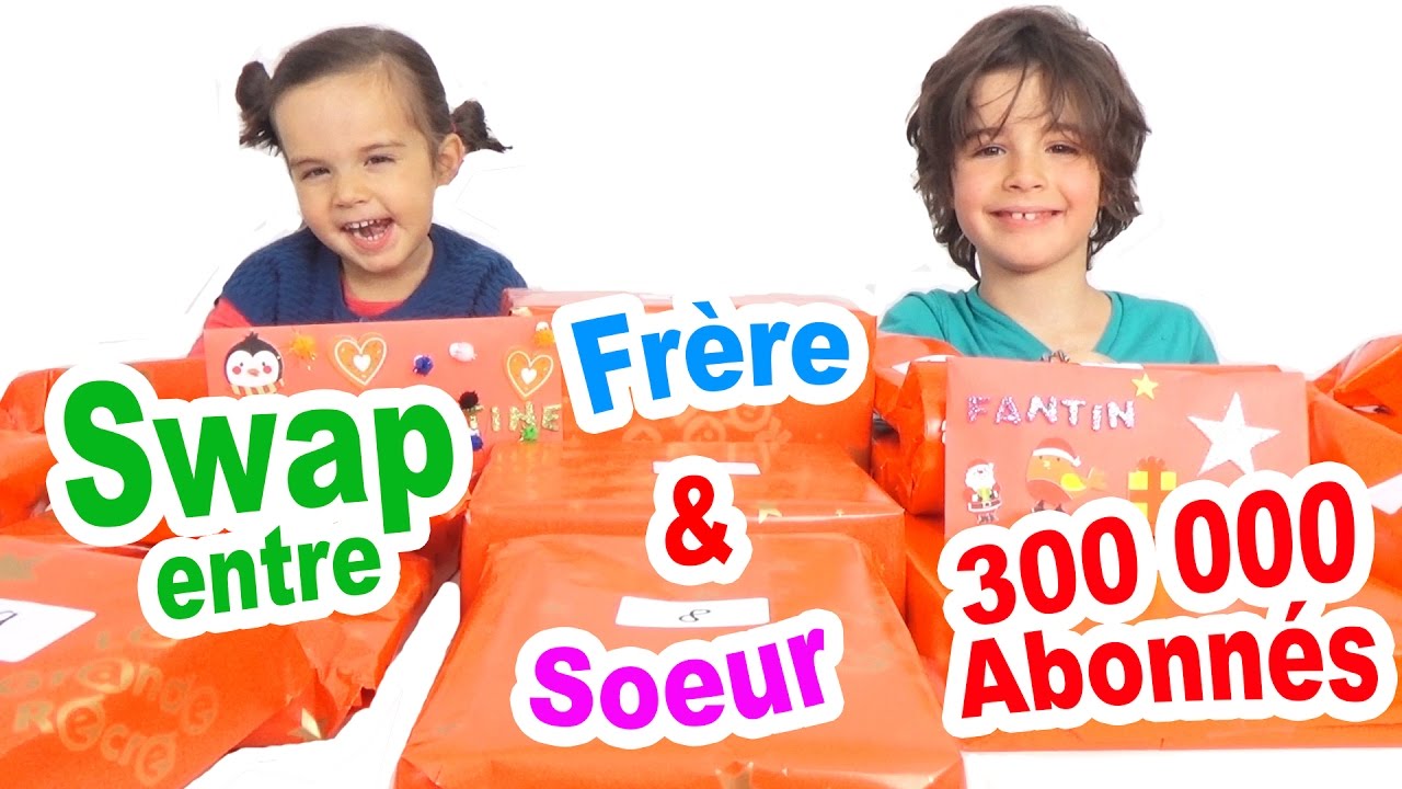 SWAP entre Frère et Soeur - On fête nos 300 000 abonnés😀Ouverture des cadeaux Partie 1
