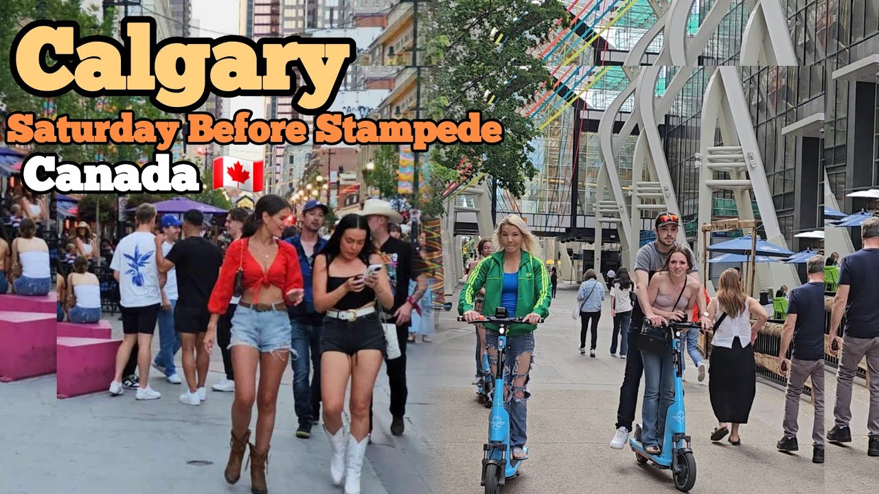 Calgary Downtown Alberta Canada | Calgary Saturday evening vibes just before Stampede 2024 #Calgary