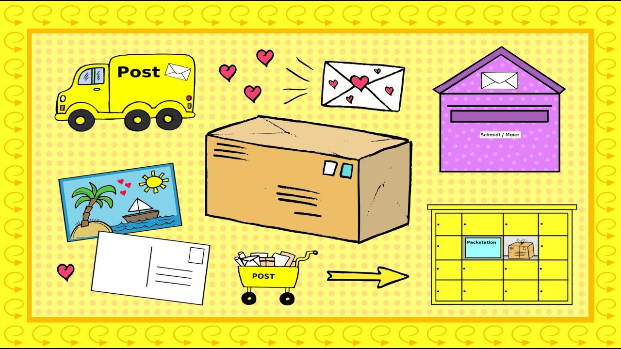 Deutsch lernen: Post / Briefe schreiben / Pakete schicken - learn German: mail / letters