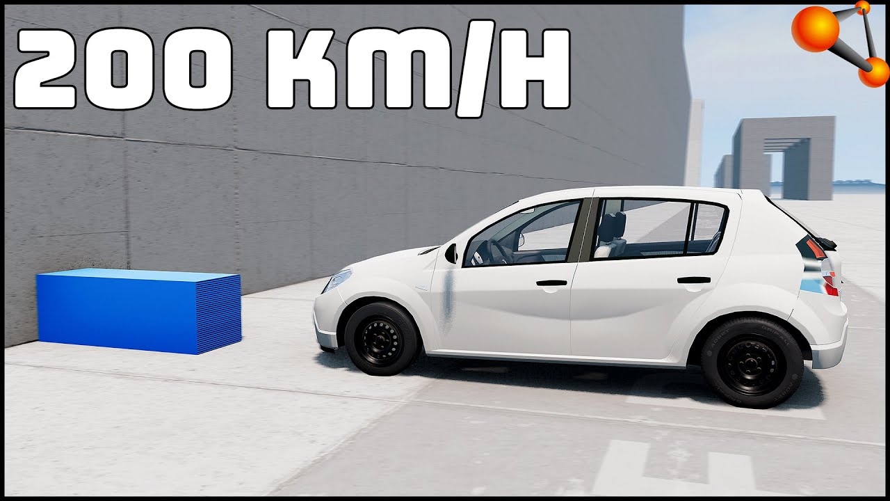 DEFORMING BLOCK vs DACIA SANDERO! 200 Km/H CRASH TEST! - BeamNg Drive