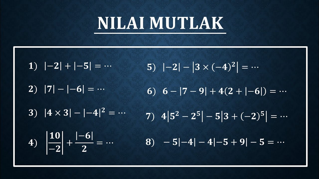 Materi Dasar Nilai Mutlak