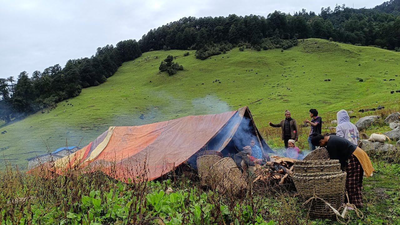 Simple Life in A Nepali Mountain Village During the Rainy Season|How People Live in Nepal With Rain