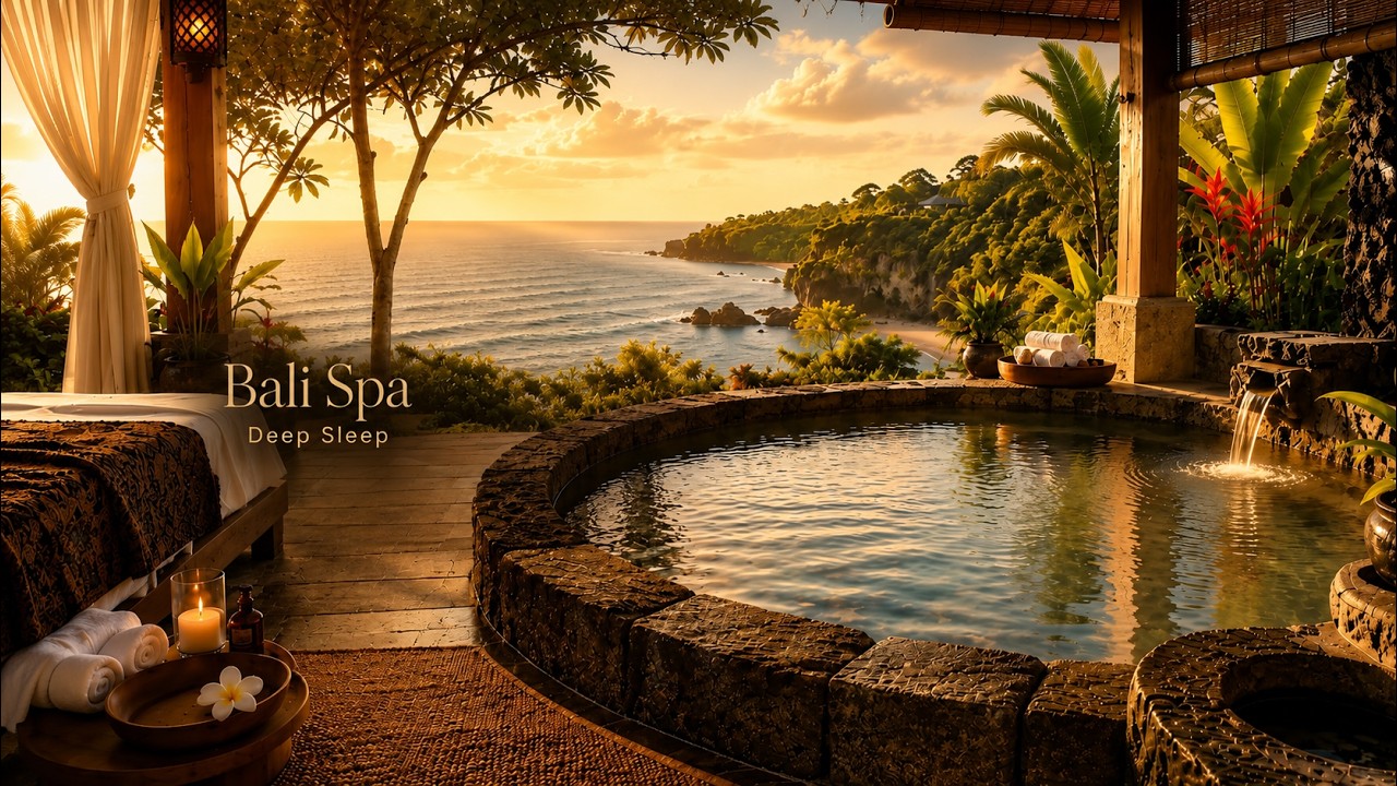 Bali Luxury Spa Ambience 🌊 Ocean Waves & Water Sounds for Deep Sleep 3 Hours