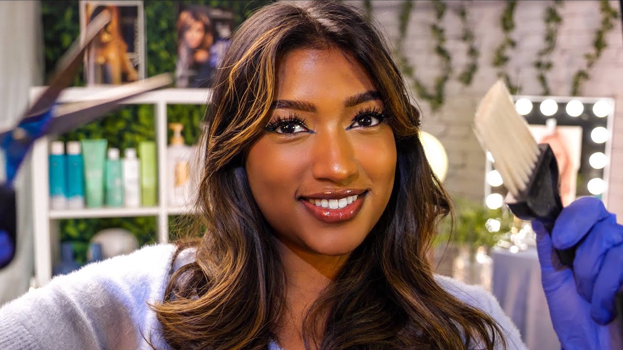 ASMR | Relaxing Haircut, Balayage, Wash, & Style (Realistic Roleplay & Pampering)