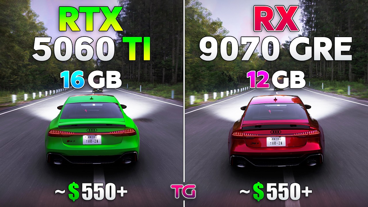 RTX 5060 Ti 16GB vs RX 9070 GRE 12GB - Test in 10 Games