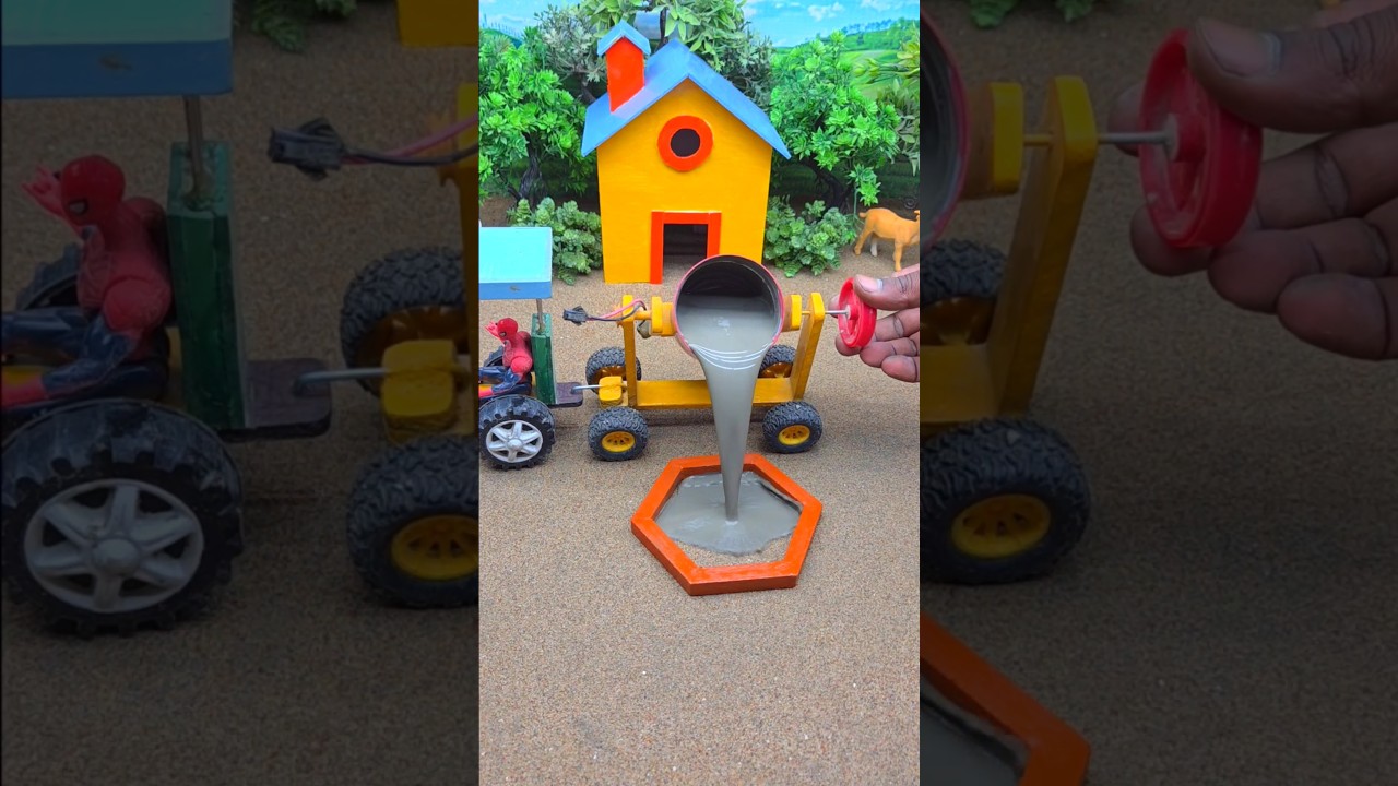😱 Real Working Mini Tractor Making Cement Pillar | Amazing DIY Construction Machine 🚜 #shorts