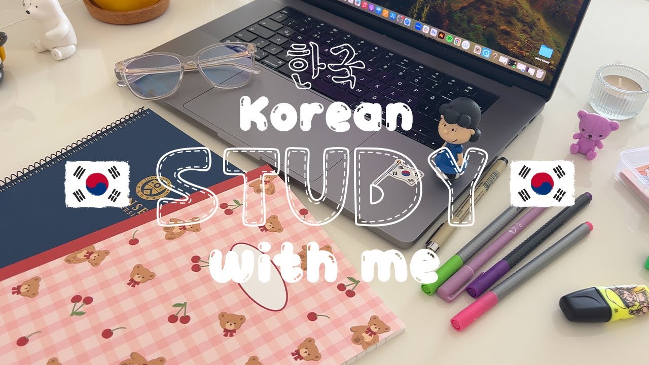 real time study korean with me ( with soft music) 🇰🇷 note taking , keyboard sound