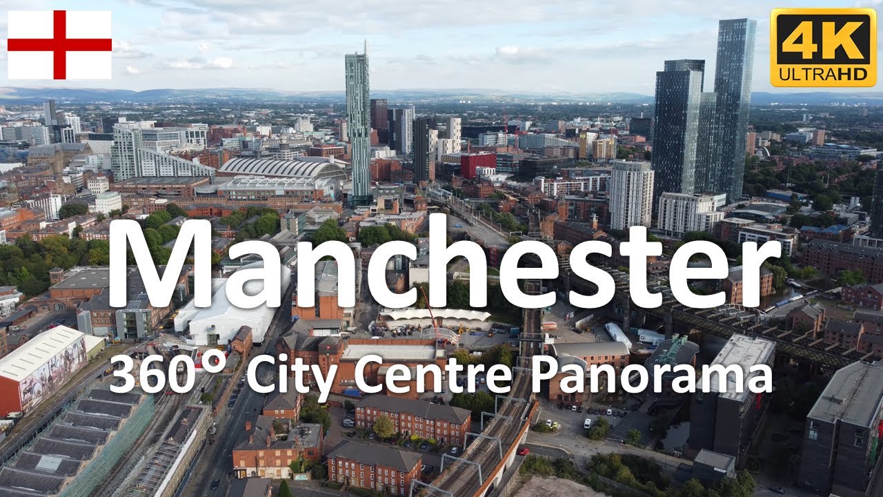 Manchester City Centre Panorama | England | UK - 4k 360°