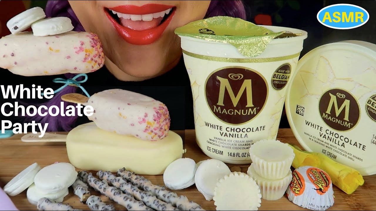 ASMR 화이트초코릿 파티🎉매그넘,리세스,오레오 먹방 |WHITE CHOCOLATE MAGNUM,REESE’S WHITE, OREO| CURIE.ASMR