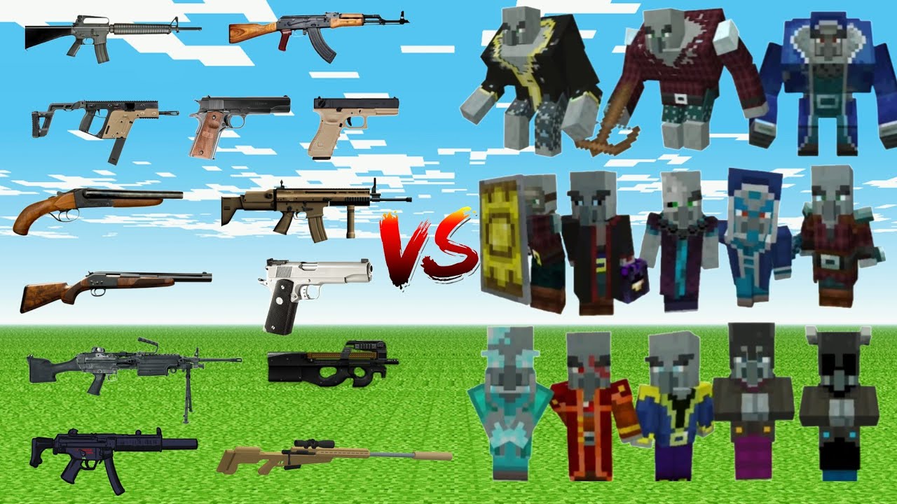 what TaCZ Gun Can DEFEAT The Most Minecraft Pillagers in a Raw?