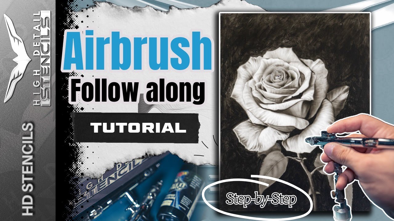 How to Airbrush a Realistic Rose with Transparent Black – Free Step-by-Step Tutorial