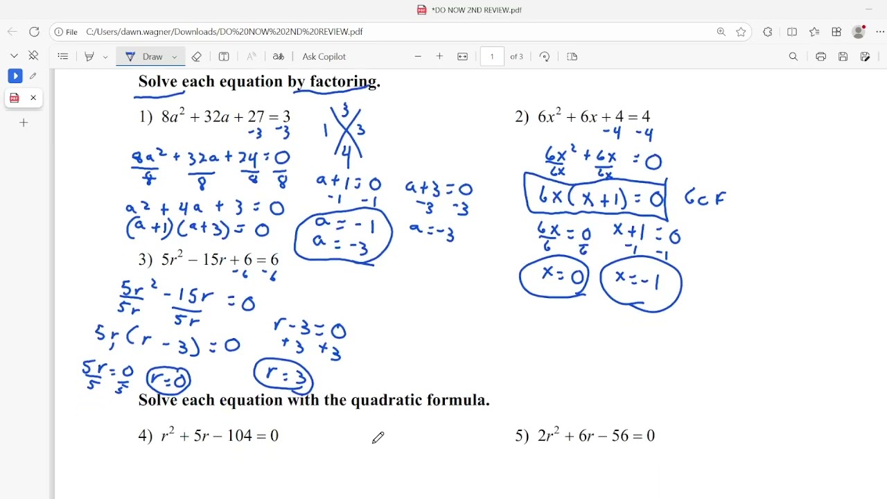 Review Alg 1B 2nd day