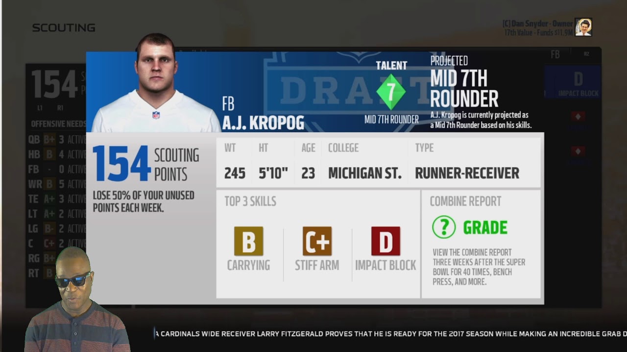 Madden NFL18 Redskins All Madden Owners Mode - Contract Negotiations & College Player Scouting