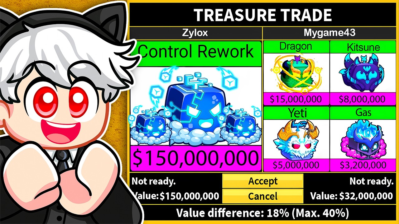 Trading CONTROL REWORK for 24 Hours in Blox Fruits Roblox!