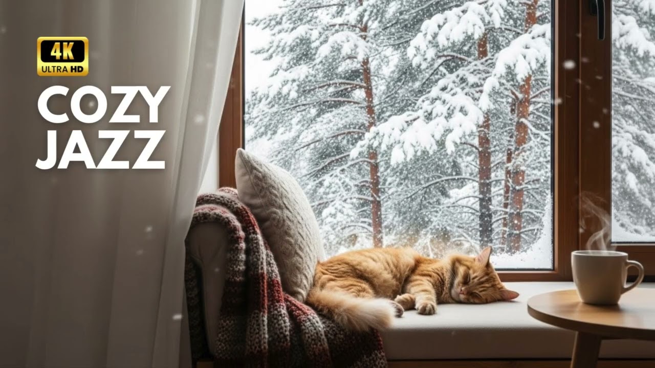 Christmas Jazz & Heavy Snowstorm Ambience ❄️ Relaxing Instrumental Music for Deep Work & Study
