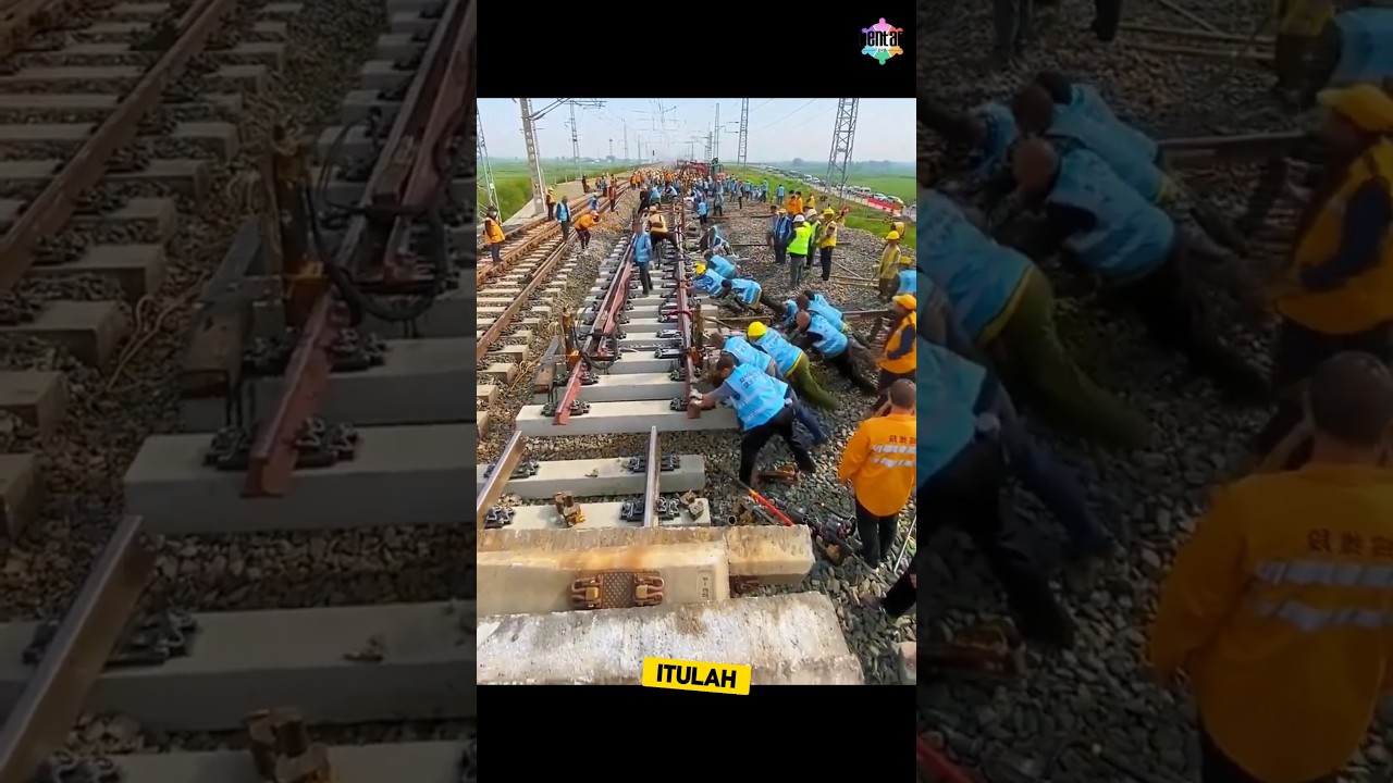 manusia lebih cepat dari mesin 🤔 #faktaunik #rel #keretaapi #china #mesinberat #jalurkereta