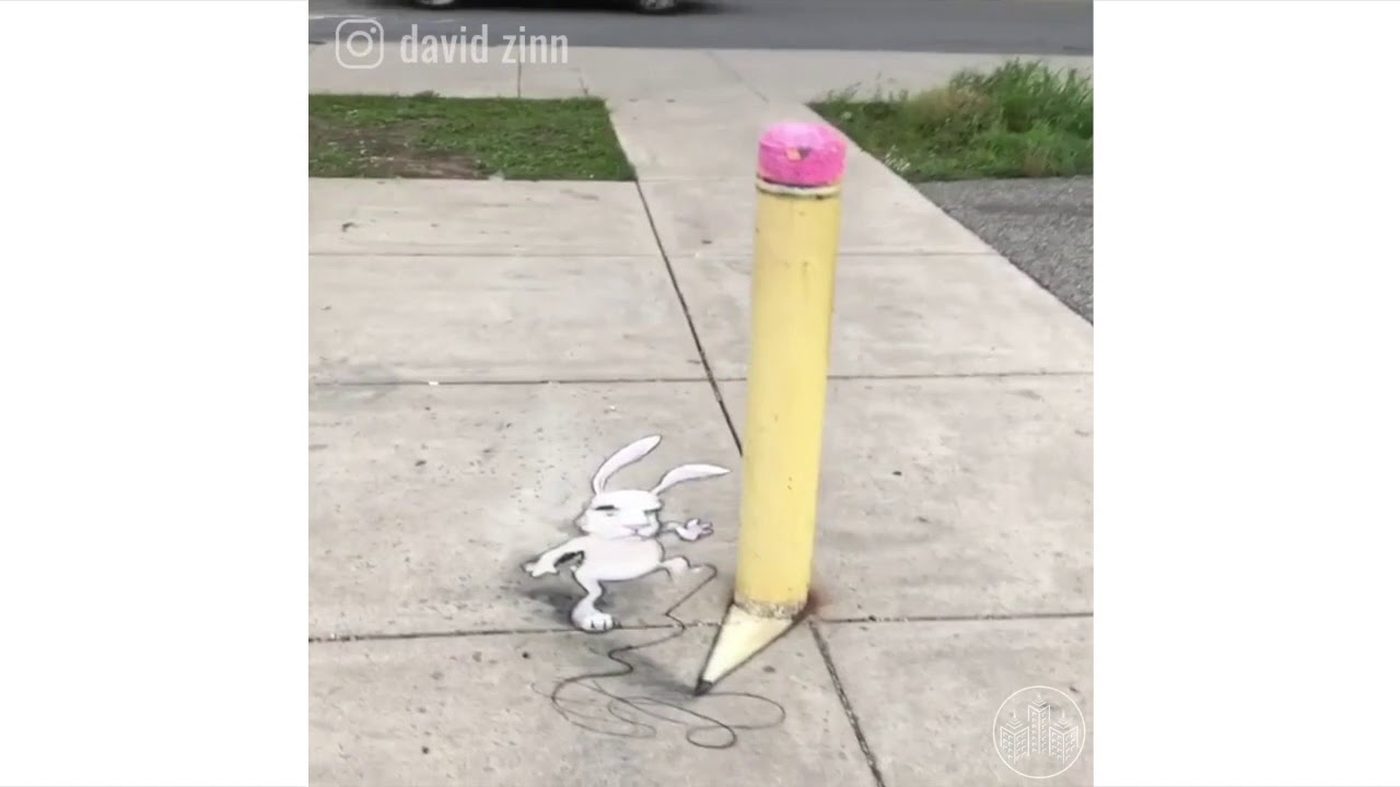 Playful 3D Chalk Art on the Streets by David Zinn