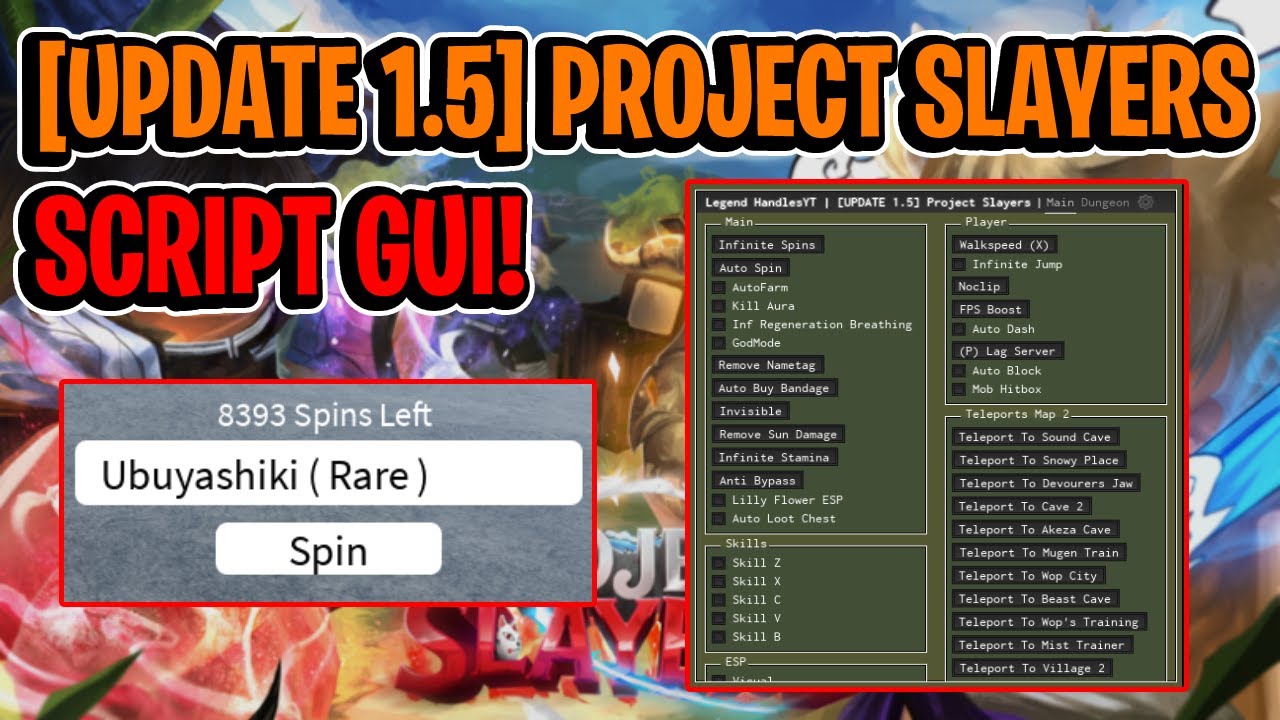 [Update 1.5🎆🥶] Project Slayers Script GUI Hack (INFINITE SPINS, AUTOFARM, AND MORE) *PASTEBIN*