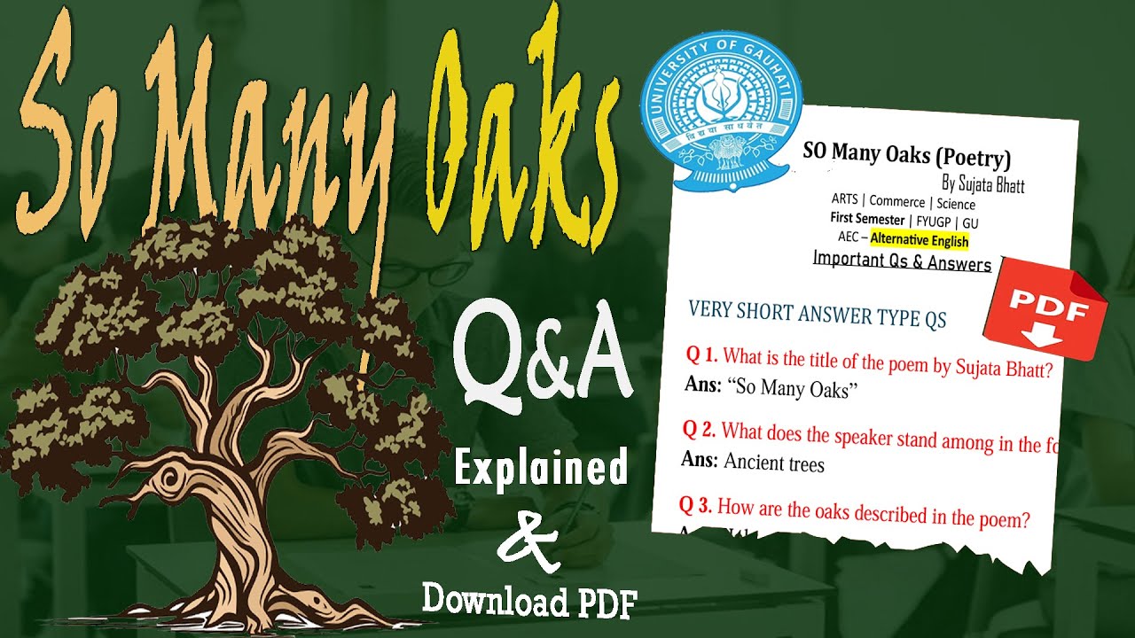 BA, BCom, BSc 1st Semester AEC So Many Oaks Important Question Answers Under Guwahati University