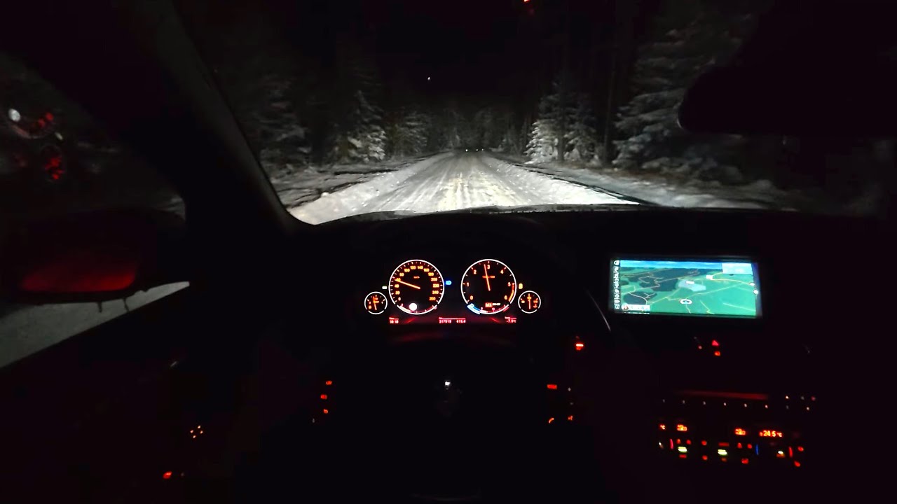 BMW F10 520D 135kW POV Winter Forest Road Drive