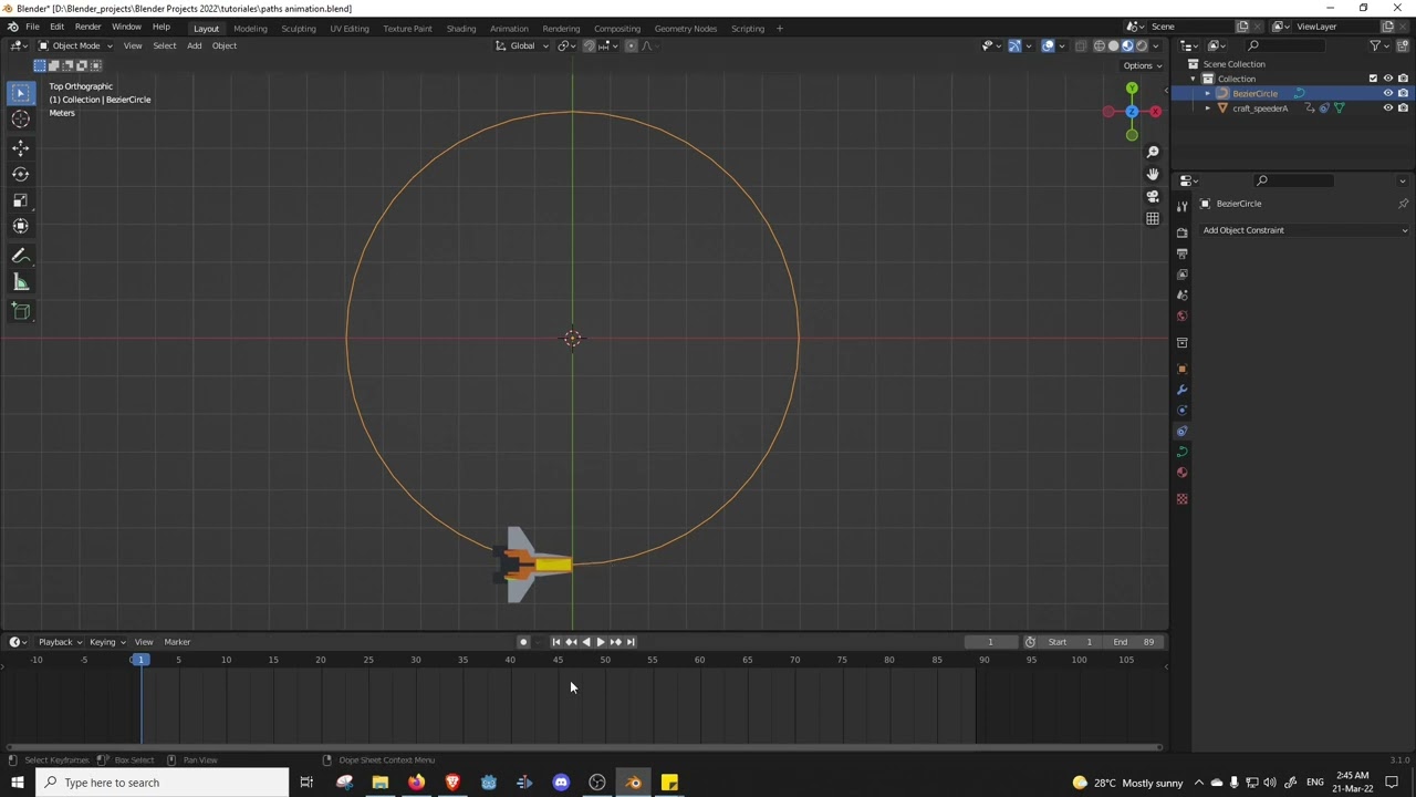 001 - Blender - Animación - Como animar un objeto por una curvacurva