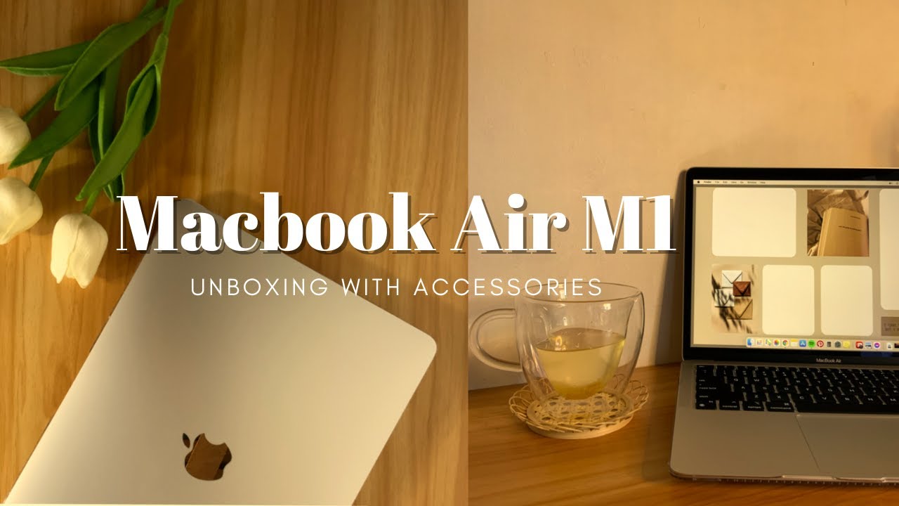 unbox with me: MAC BOOK AIR M1 🍎💻+ ACCESSORIES AND CUSTOMIZATION