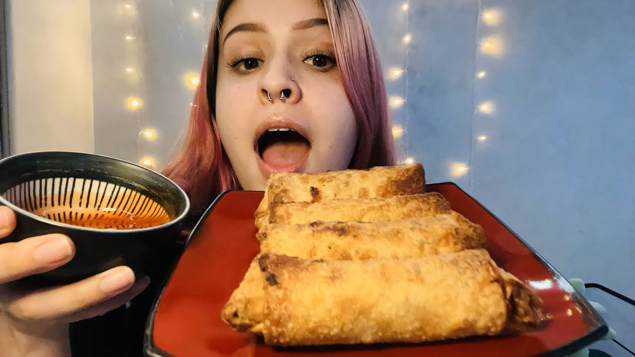 ASMR| chicken egg rolls mukbang 🍗